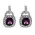 .925 Sterling Silver 8MM Natural Cushion Shaped Amethyst and Diamond Accent Halo with Push Back Dangle Earrings (I-J Color, I2-I3 Clarity) - Evallys.com # #