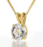 14k Yellow Gold Ana Bekoach Necklace Kabbalah Solitaire Pendant 24k Gold Inscribed - Evallys.com # #