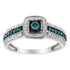 .925 Sterling Silver Treated Blue Miracle-Set Diamond Engagement Ring (1/2 Cttw, J-K Color, I1-I2 Clarity) - Evallys.com # #