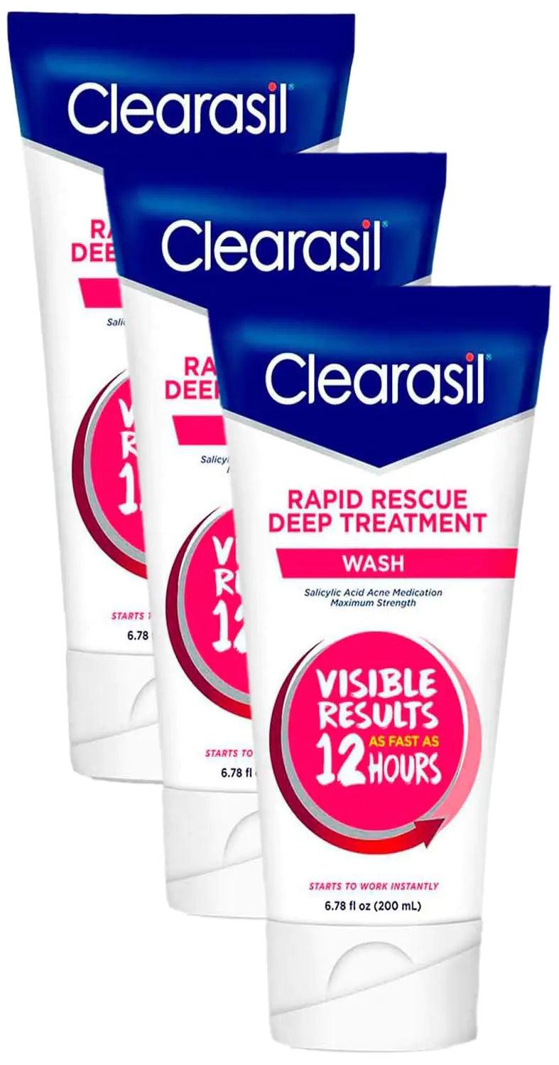 Clearasil Rapid Rescue Deep Treatment Acne Face Wash, Maximum Strenght with 2% Salicylic Acid Acne Medication, Acne Facial Cleanser, 6.78 fl oz (Pack of 3) 6.76 Fl Oz (Pack of 3) - Evallys.com # #