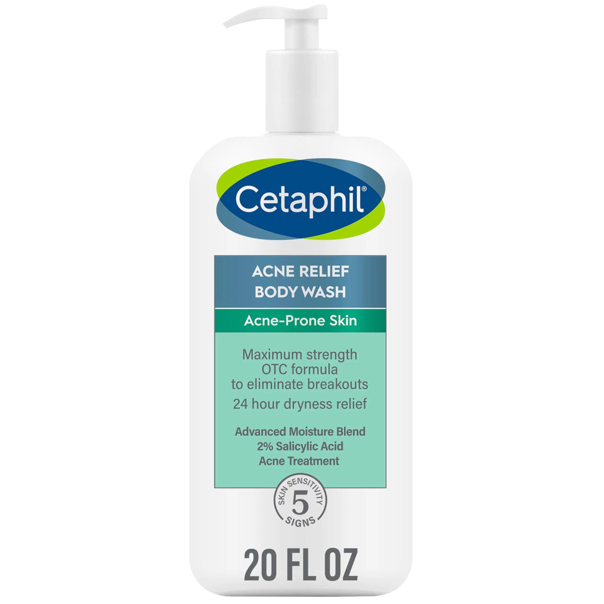 Cetaphil Body Wash, NEW Acne Relief Body Wash with 2% Salicylic Acid to Eliminate Breakouts, Gently Exfoliates and Provides 24Hr Dryness Relief, 20 oz Unscented 20 Fl Oz (Pack of 1) - Evallys.com # #