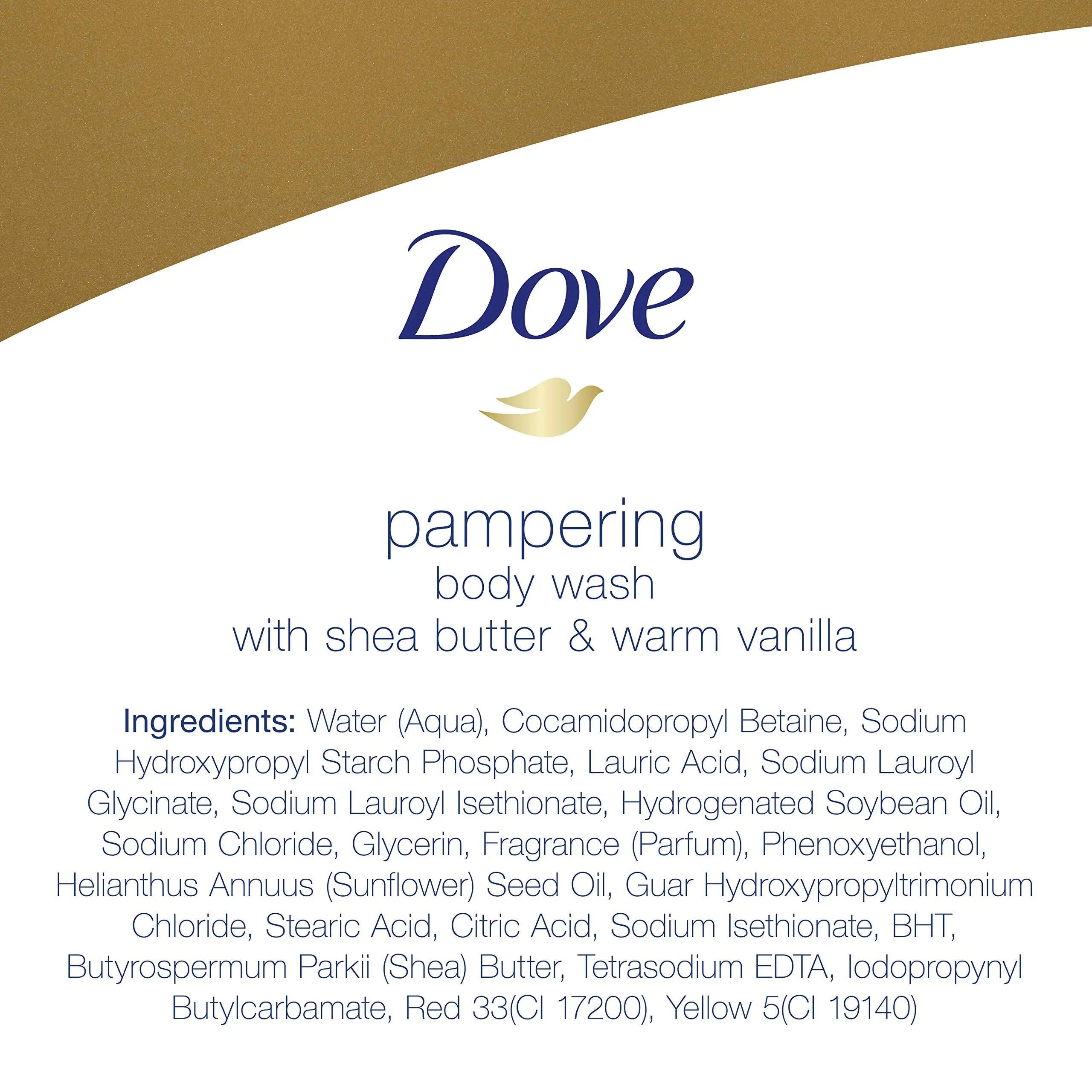 Dove Purely Pampering Body Wash for Dry Skin Shea Butter with Warm Vanilla Effectively Washes Away Bacteria While Nourishing Your Skin, 22 Fl Oz (Pack of 4) Shea Butter and Warm Vanilla 22 Fl Oz (Pack of 4) - Evallys.com # #