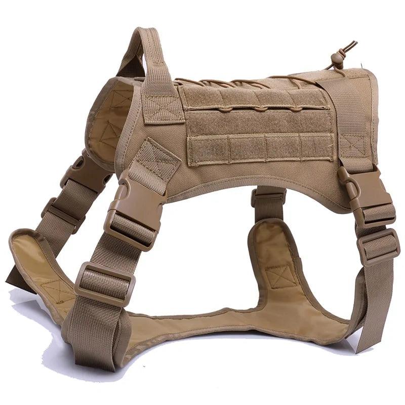 Nylon Tactical Dog Harness with Handle & Bungee Leash for Large Dogs - Evallys.com # #