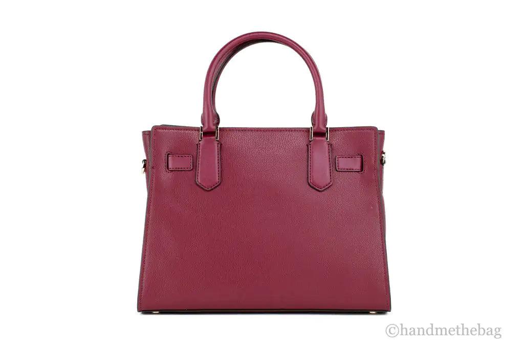 Michael Kors Hamilton Medium Mulberry Grained Leather Satchel Crossbody Handbag - Evallys.com # #