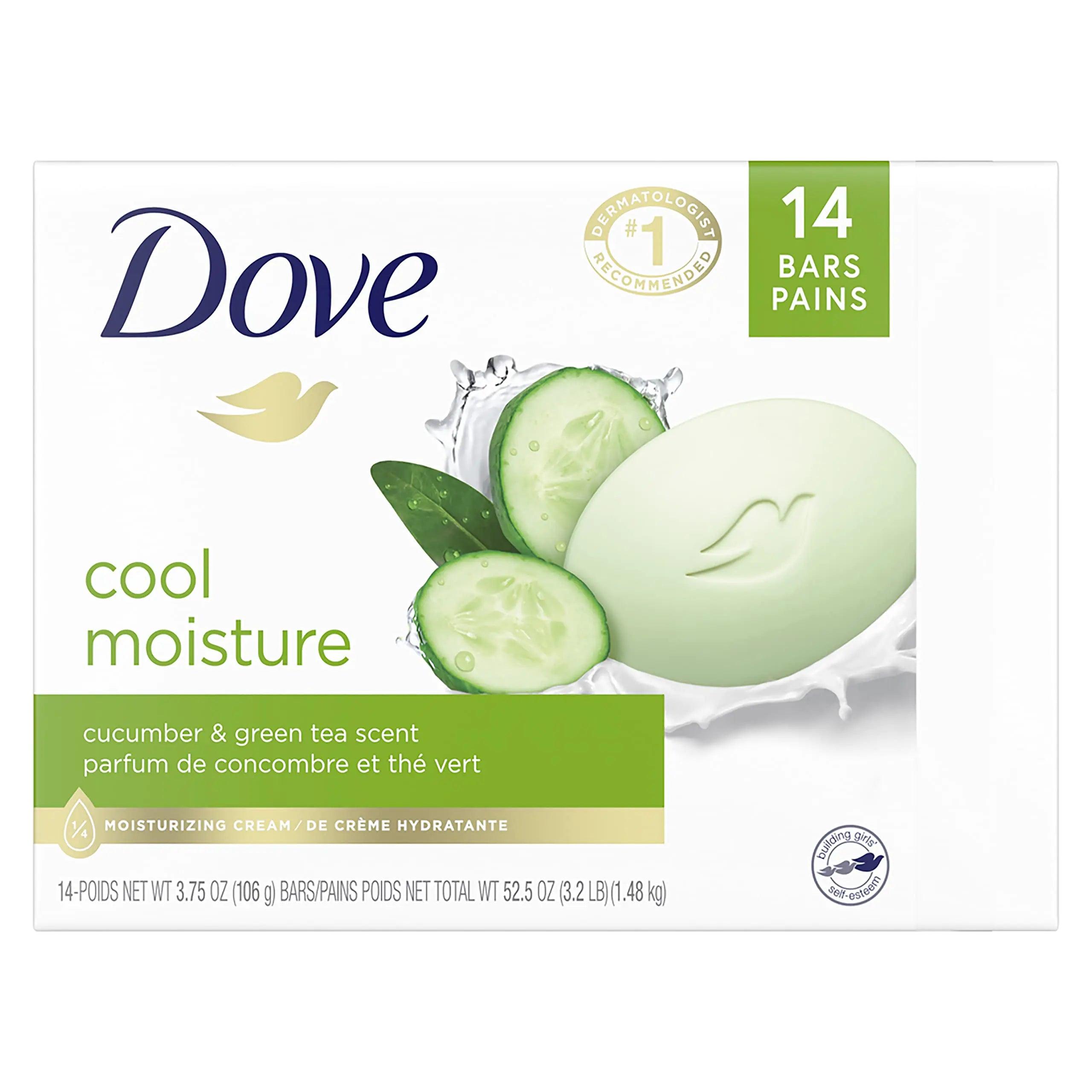 Dove Skin Care Beauty Bar For Softer Skin Cucumber and Green Tea More Moisturizing Than Bar Soap 3.75 oz, 14 Bars 3.75 Ounce (Pack of 14) - Evallys.com # #