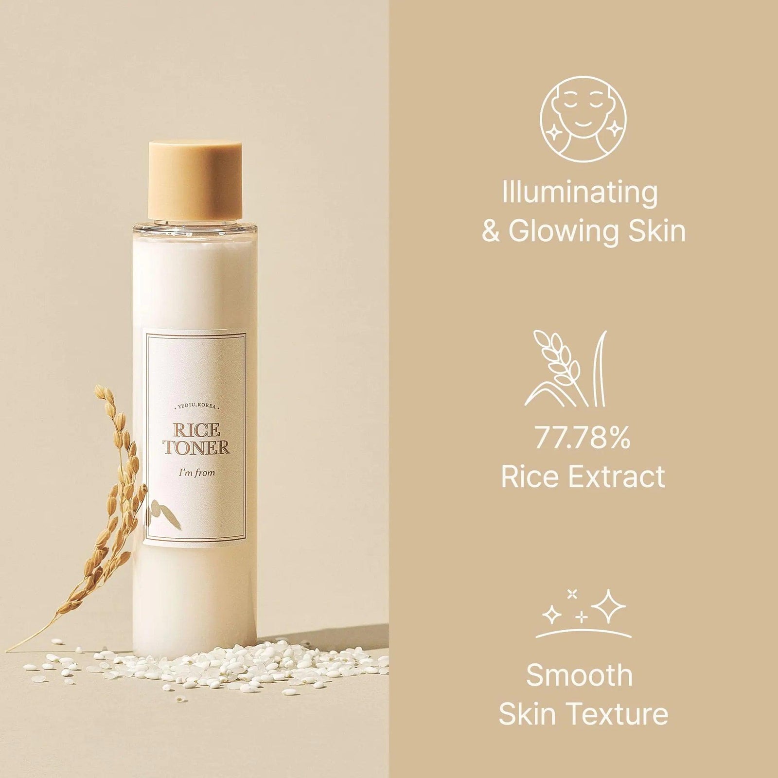 I'm from Rice Toner, Milky Toner for Glowing Skin, 77.78% Korean Rice, Glow Essence with Niacinamide, Hydrating for Dry, Dull, Combination Skin, Vegan, Fragrance Free, Glass Skin 5.07 Fl Oz 5.07 Fl Oz (Pack of 1) - Evallys.com # #