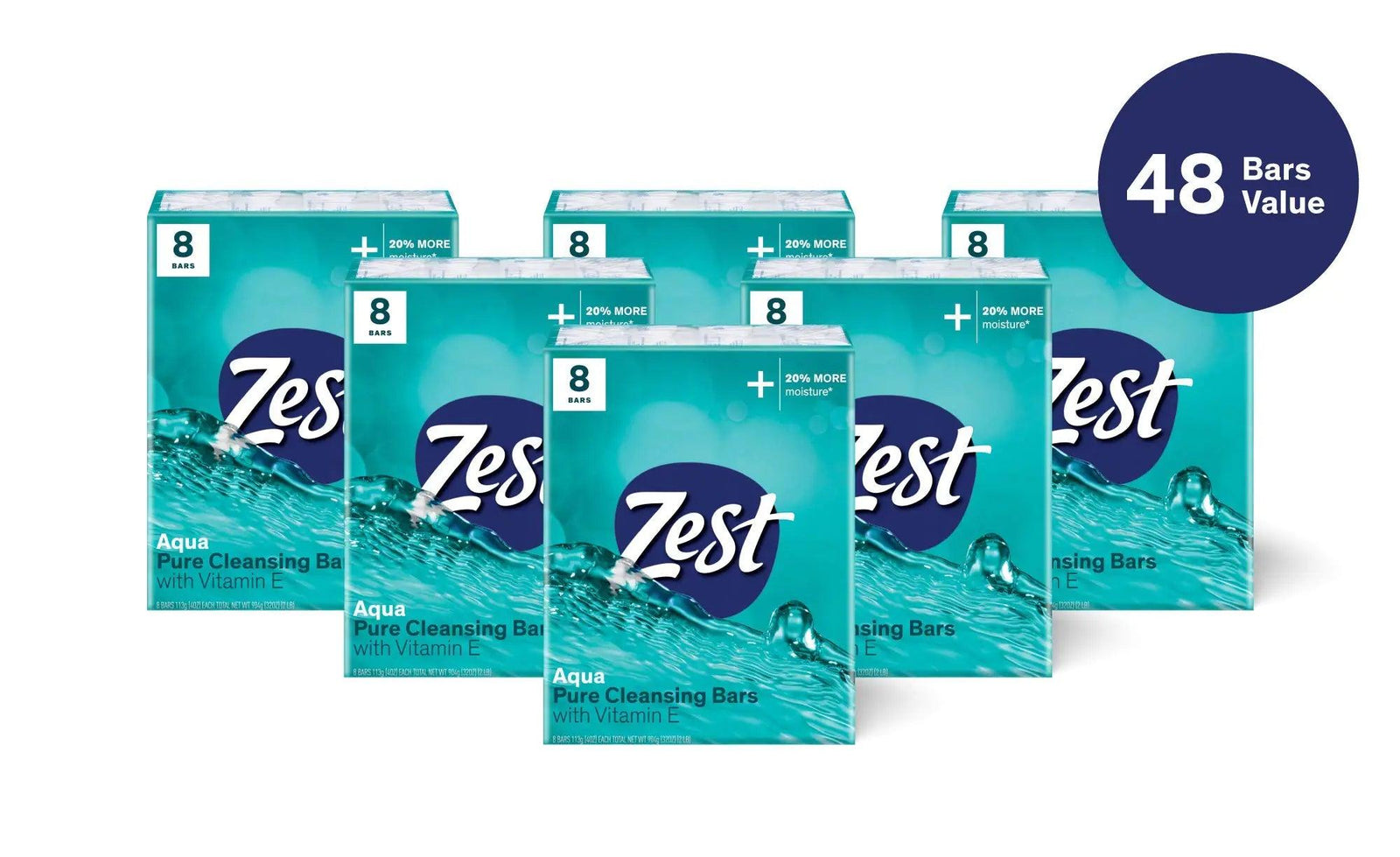 Zest Bar Bath Soap - Aqua, 8 Bar, 4 Fl Oz (Pack of 48) Aquatic 4 Ounce (Pack of 48) - Evallys.com # #