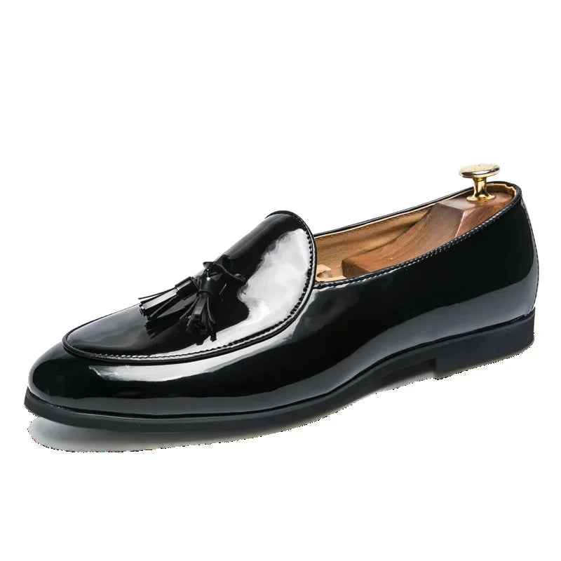 Handmade Fashion Tassel Loafers Black Bottom Leather Gentleman Fashion Stress Shoes Men Business Driving Shoes - Evallys.com