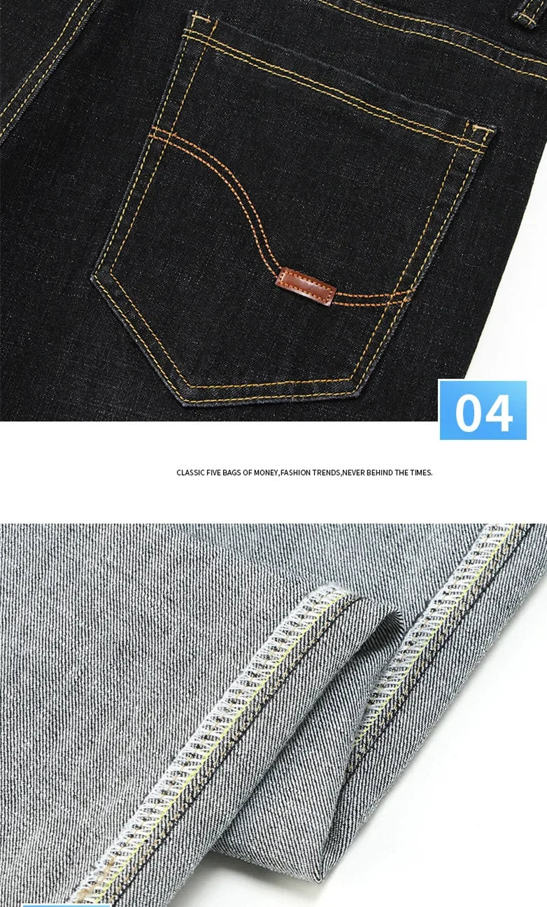 Blue Men's Stretch Jeans, Black Denim Trousers, Fashion Slim Casual Pants Asian Size 28-40 - Evallys.com