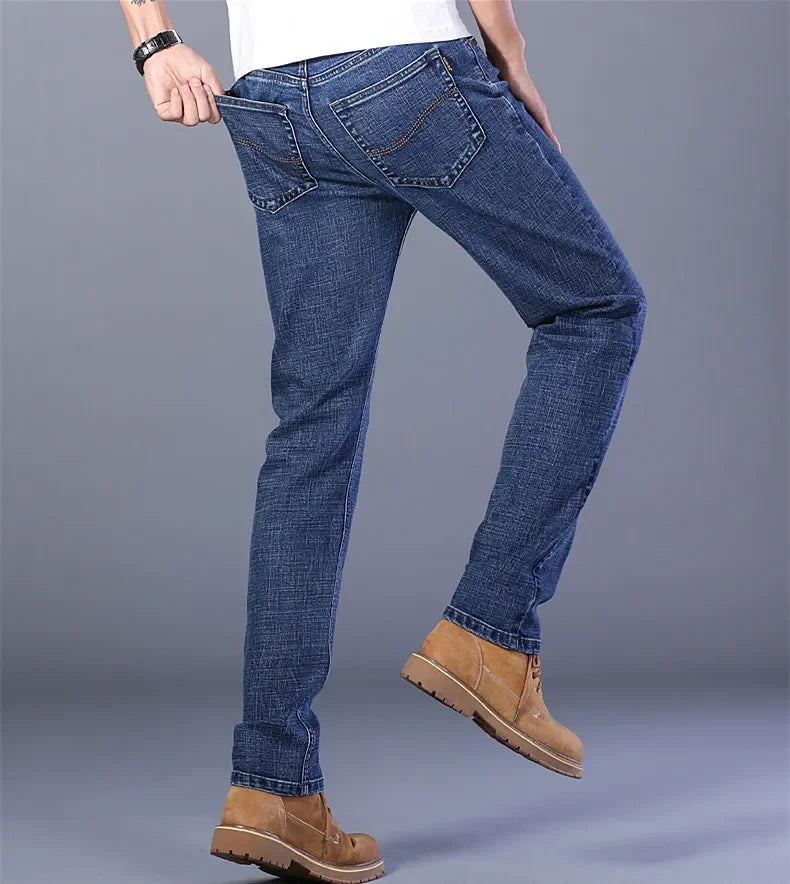 Blue Men's Stretch Jeans, Black Denim Trousers, Fashion Slim Casual Pants Asian Size 28-40 - Evallys.com