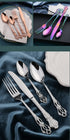 24pcs Cutlery Set Gold Dinnerware Stainless Steel Royal Spoon Forks Knives Kitchen Western Dinner Silverware Tableware Gift
