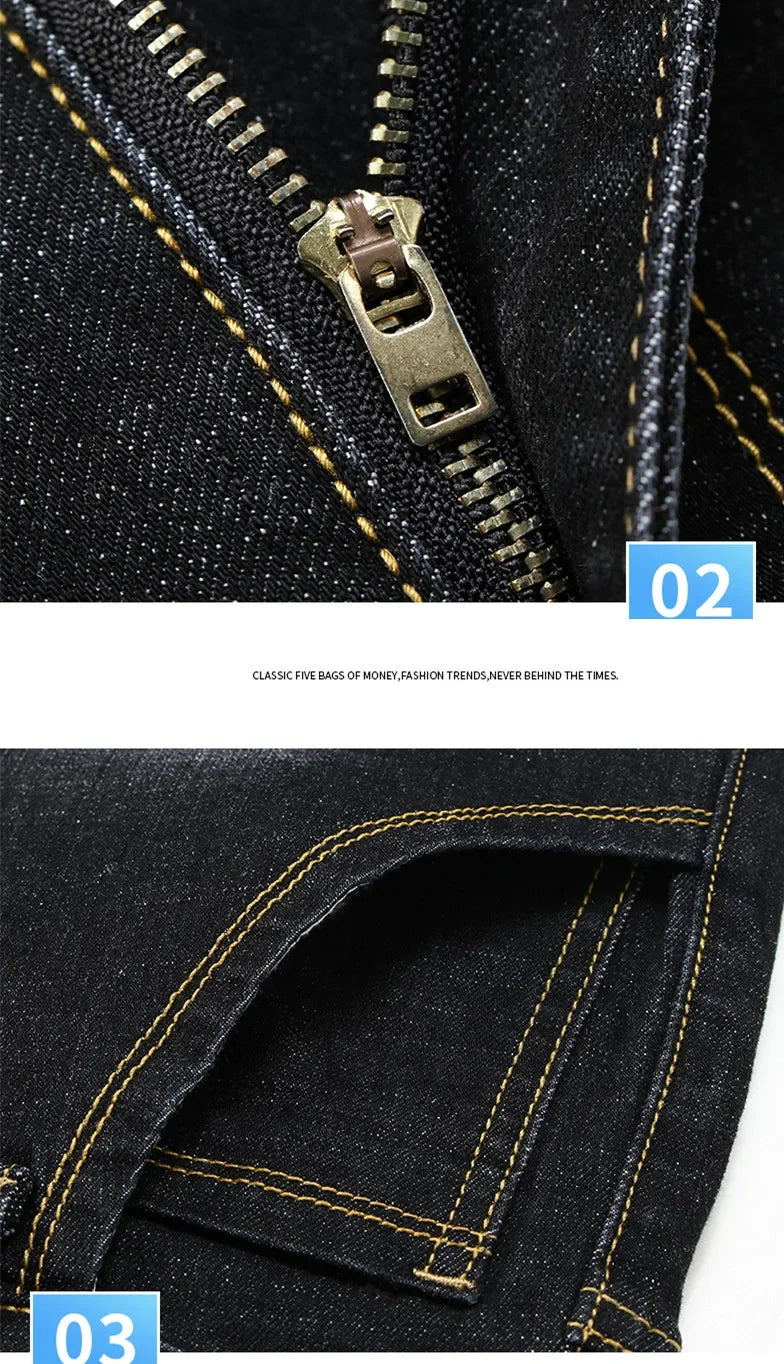 Blue Men's Stretch Jeans, Black Denim Trousers, Fashion Slim Casual Pants Asian Size 28-40 - Evallys.com