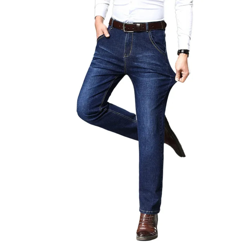 Blue Men's Stretch Jeans, Black Denim Trousers, Fashion Slim Casual Pants Asian Size 28-40 - Evallys.com