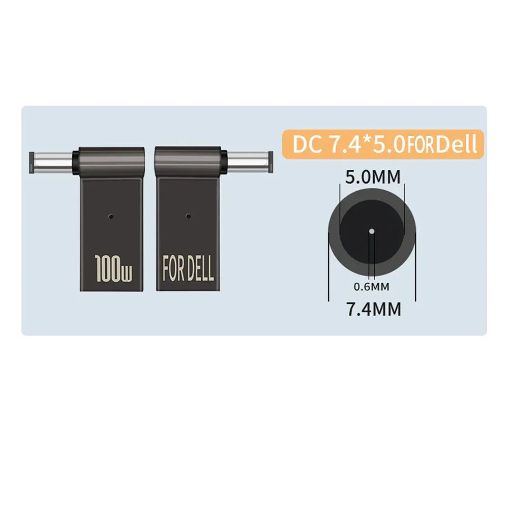 PD 100W Laptop Power Adapter Connector Type C Laptop Power Adapter Connector Plug Type C Female to DC Male Jack Plug for HP Dell - Evallys.com