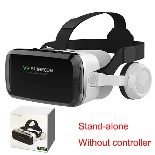 New VR SHINECON 2021 Wireless Bluetooth Stereo Headset Version Virtual Reality Glasses 3D Goggle Cardboard Helmet for Smartphone - Evallys.com