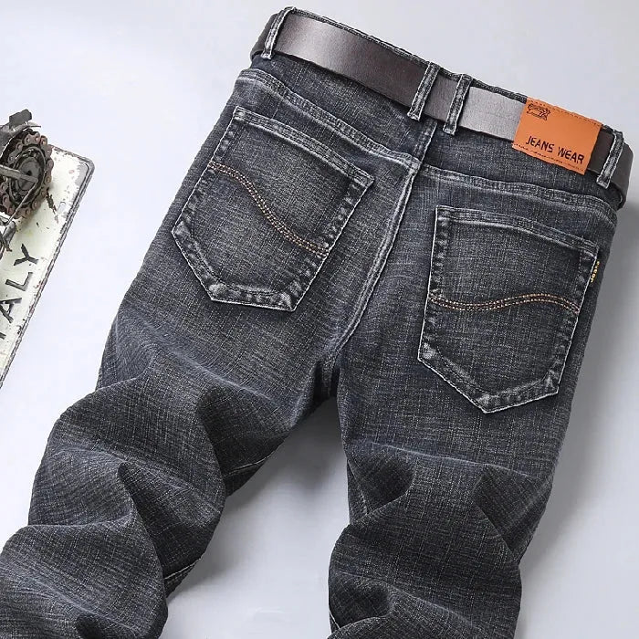 Blue Men's Stretch Jeans, Black Denim Trousers, Fashion Slim Casual Pants Asian Size 28-40 - Evallys.com
