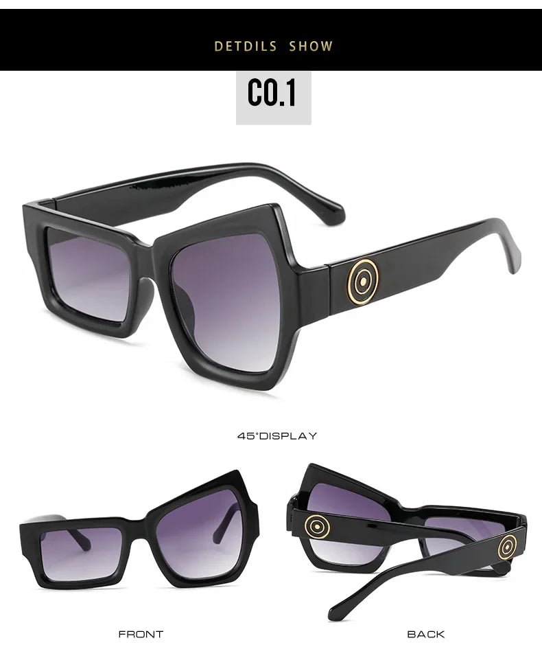Men Punk Sunglasses Luxury Brand Designer Steampunk Geometry Polygon Sun Glasses Women UV400 Driving Square Shade Unique Eyewear - Evallys.com