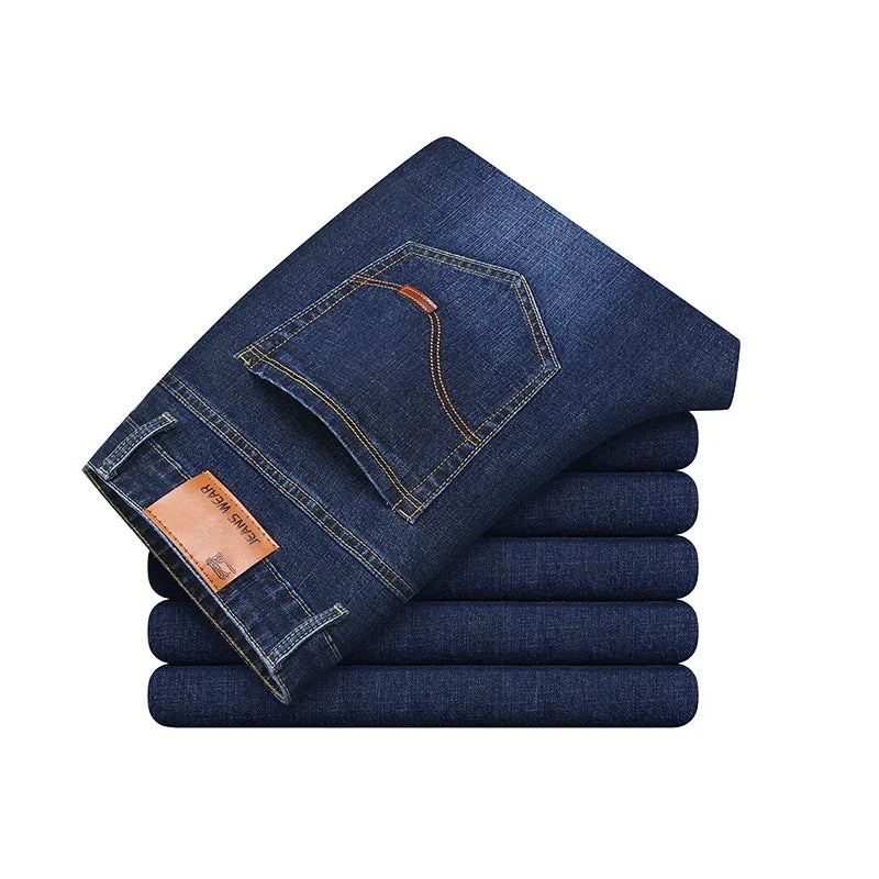 Blue Men's Stretch Jeans, Black Denim Trousers, Fashion Slim Casual Pants Asian Size 28-40 - Evallys.com
