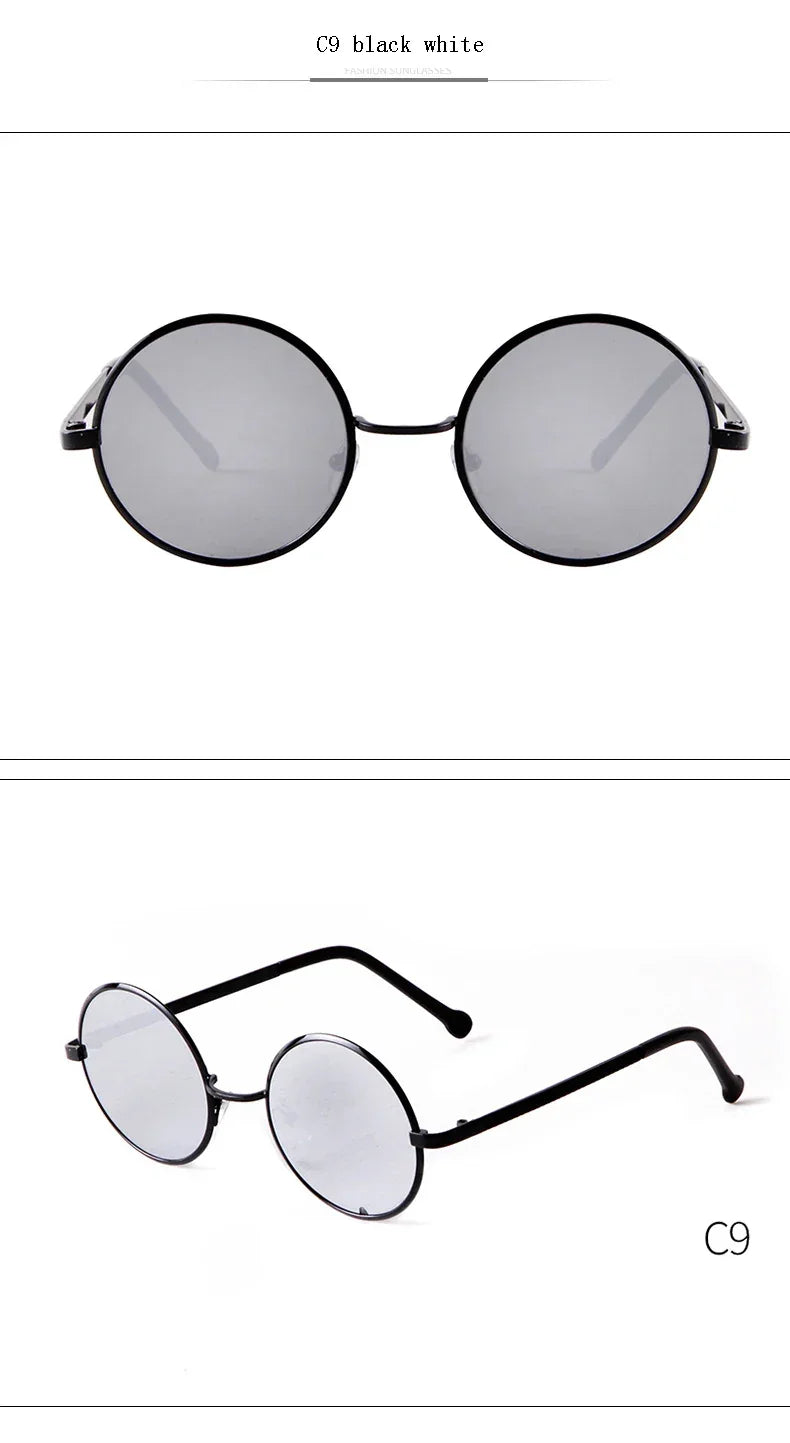 Steampunk Small Round Sunglasses Men 2022 Brand Vintage Metal Mirror Film Women Sun Glasses Cool Circle Shade Eyewear Male UV400 - Evallys.com