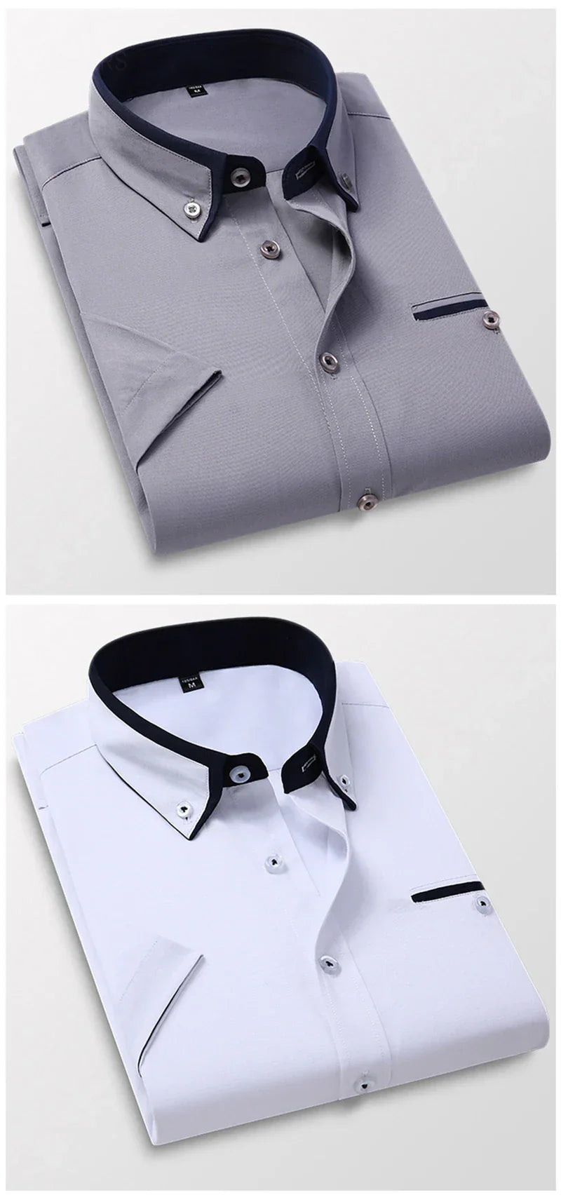 TFETTER Summer Business Shirt Men Short Sleeves Button Up Shirt Turn-down Collar Casual Shirts Mens Clothing Plus Size 5XL - Evallys.com