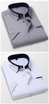 TFETTER Summer Business Shirt Men Short Sleeves Button Up Shirt Turn-down Collar Casual Shirts Mens Clothing Plus Size 5XL - Evallys.com
