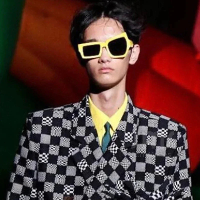 Men Punk Sunglasses Luxury Brand Designer Steampunk Geometry Polygon Sun Glasses Women UV400 Driving Square Shade Unique Eyewear - Evallys.com