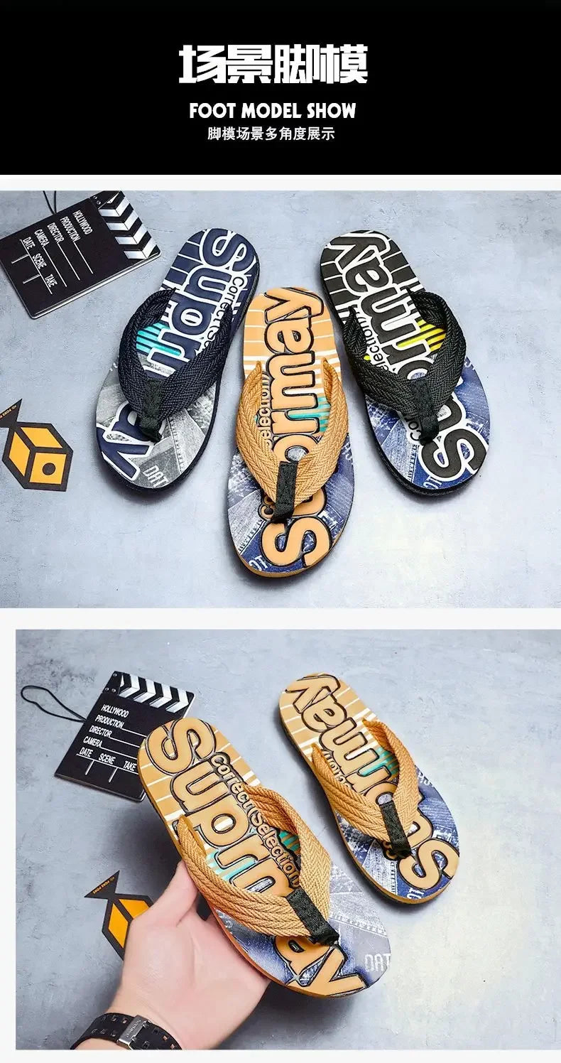 Men’s Summer Sliders Flip Flops – Anti-Skid Outdoor Casual Beach Sandals - Evallys.com