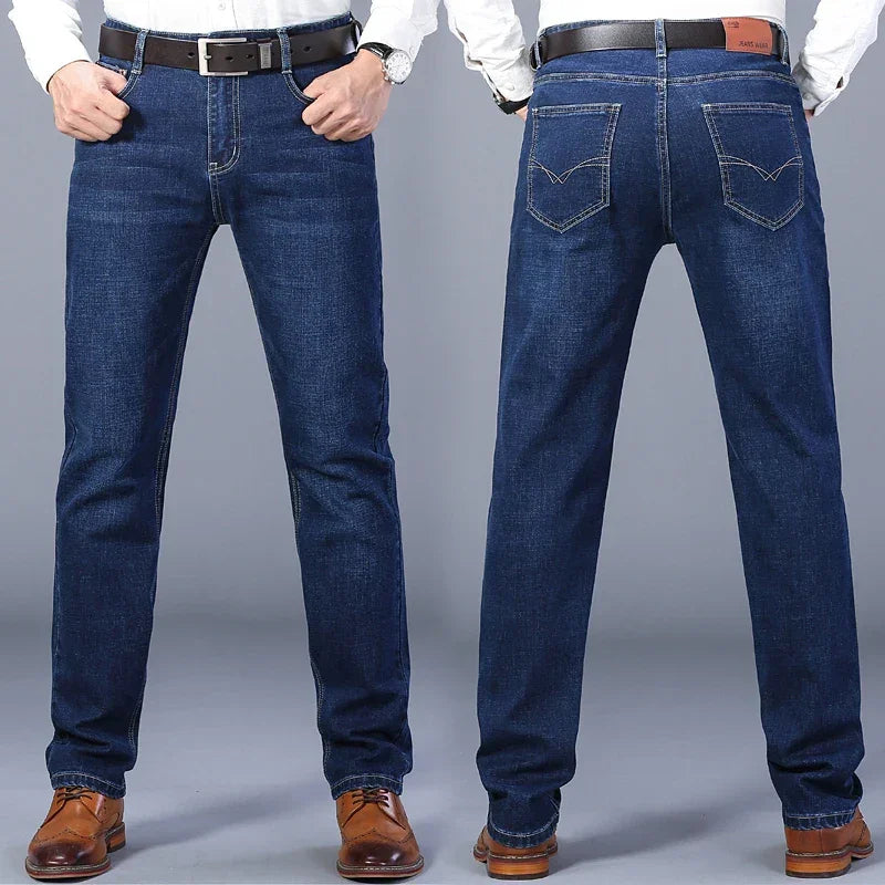 Blue Men's Stretch Jeans, Black Denim Trousers, Fashion Slim Casual Pants Asian Size 28-40 - Evallys.com