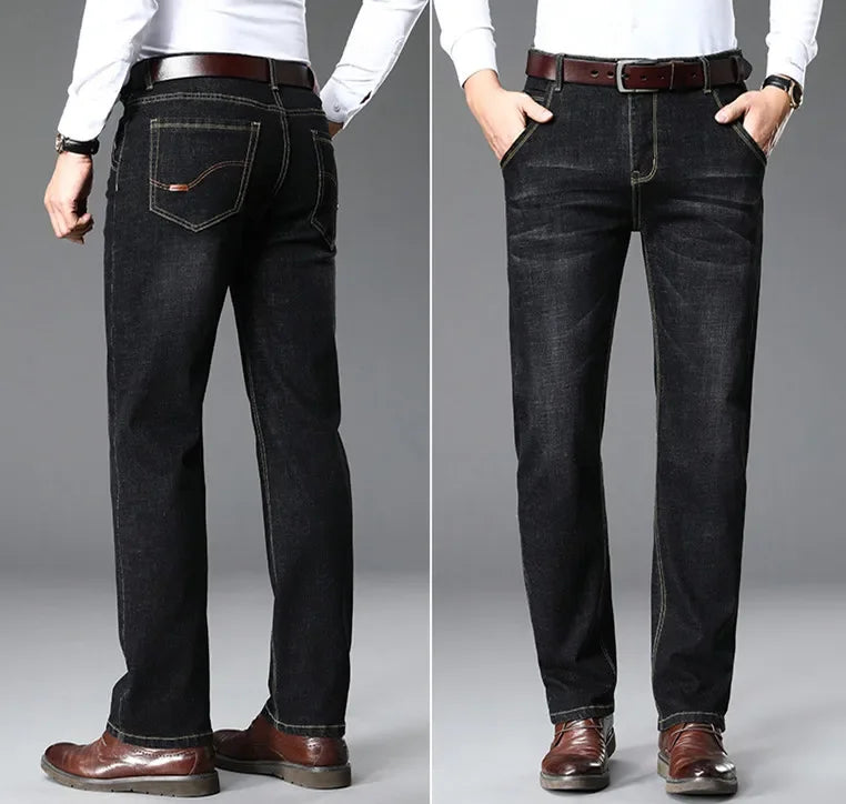 Blue Men's Stretch Jeans, Black Denim Trousers, Fashion Slim Casual Pants Asian Size 28-40 - Evallys.com