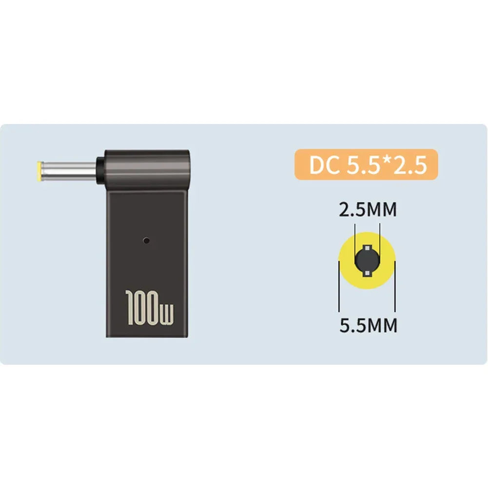 PD 100W Laptop Power Adapter Connector Type C Laptop Power Adapter Connector Plug Type C Female to DC Male Jack Plug for HP Dell - Evallys.com