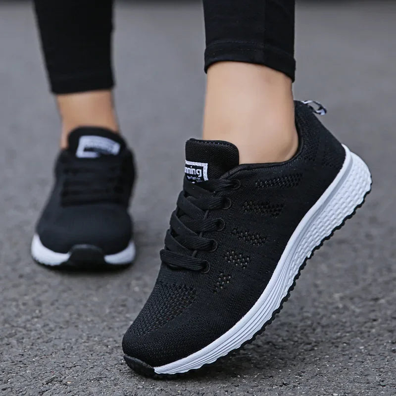 Women Casual Shoes Fashion Breathable Walking Mesh Flat Shoes Sneakers Women 2021 Gym Vulcanized Shoes White Female Footwear - Evallys.com