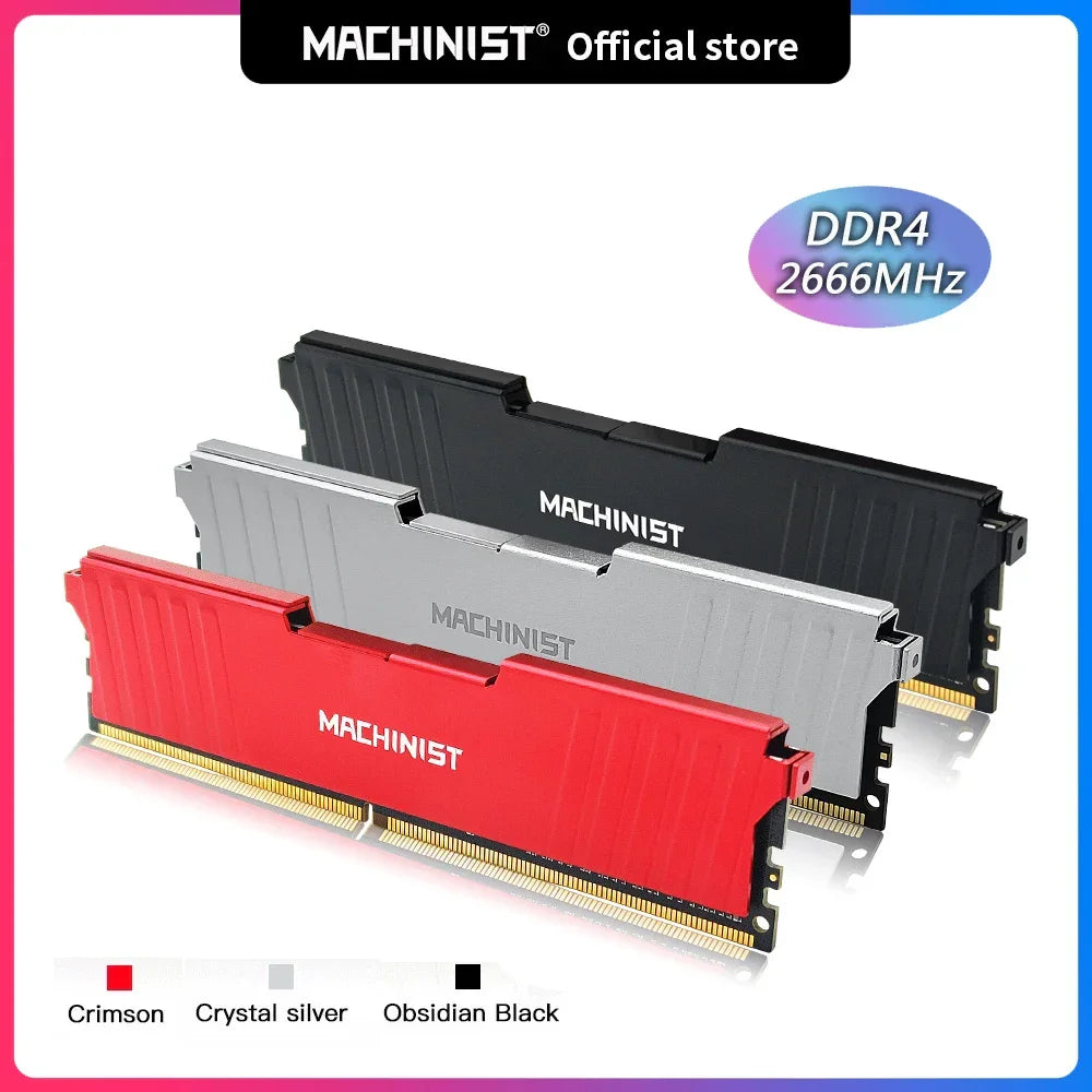 MACHINIST DDR4 RAM 8GB 16GB 2133HMz 2666HMz 3200mhz Desktop Memory with Heat Sink DDR4 RAM PC DIMM for all motherboards - Evallys.com