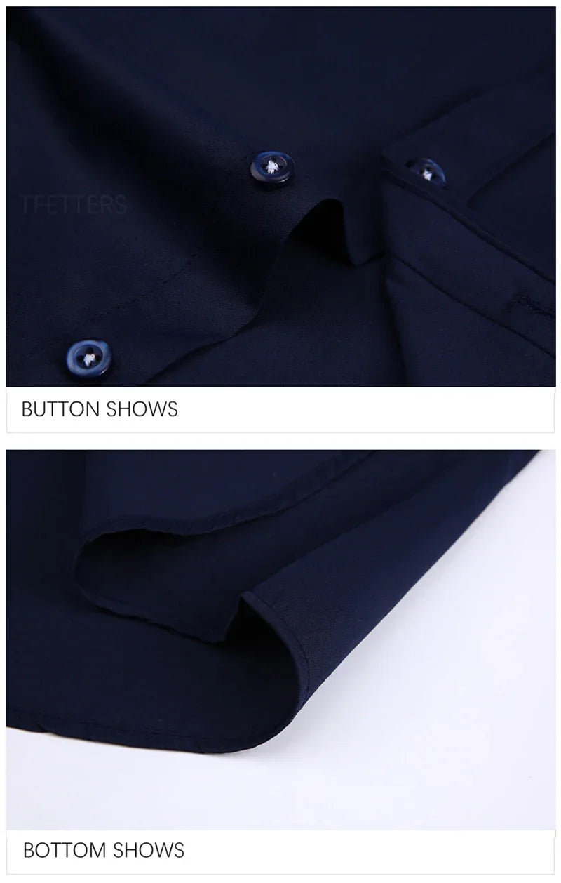 TFETTER Summer Business Shirt Men Short Sleeves Button Up Shirt Turn-down Collar Casual Shirts Mens Clothing Plus Size 5XL - Evallys.com