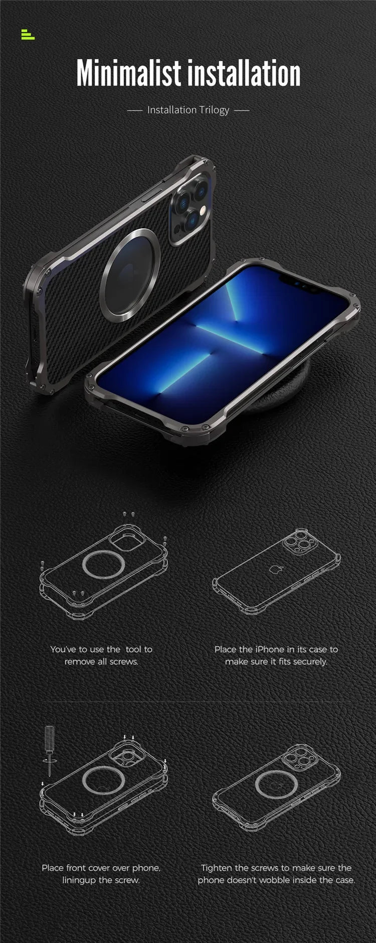 Carbon Fiber Lens Protection Phone Case for iPhone 14 Plus 12 13 Pro Max Mini Compatible with MagSafe Metal Bumpers Cover - Evallys.com
