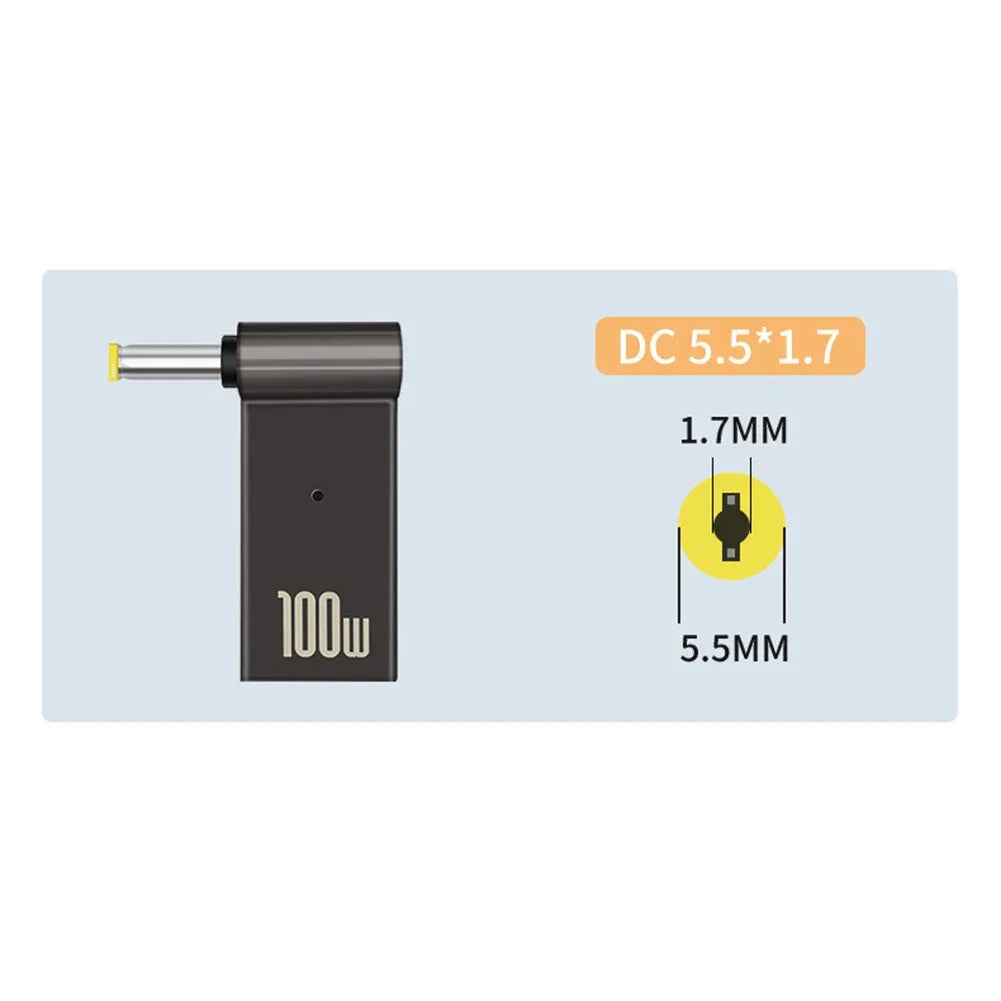 PD 100W Laptop Power Adapter Connector Type C Laptop Power Adapter Connector Plug Type C Female to DC Male Jack Plug for HP Dell - Evallys.com