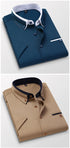 TFETTER Summer Business Shirt Men Short Sleeves Button Up Shirt Turn-down Collar Casual Shirts Mens Clothing Plus Size 5XL - Evallys.com