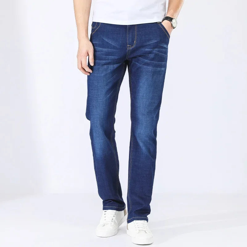 Blue Men's Stretch Jeans, Black Denim Trousers, Fashion Slim Casual Pants Asian Size 28-40 - Evallys.com