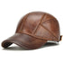 Men’s Real Leather Earflap Baseball Cap – Winter Cowhide Hat - Evallys.com