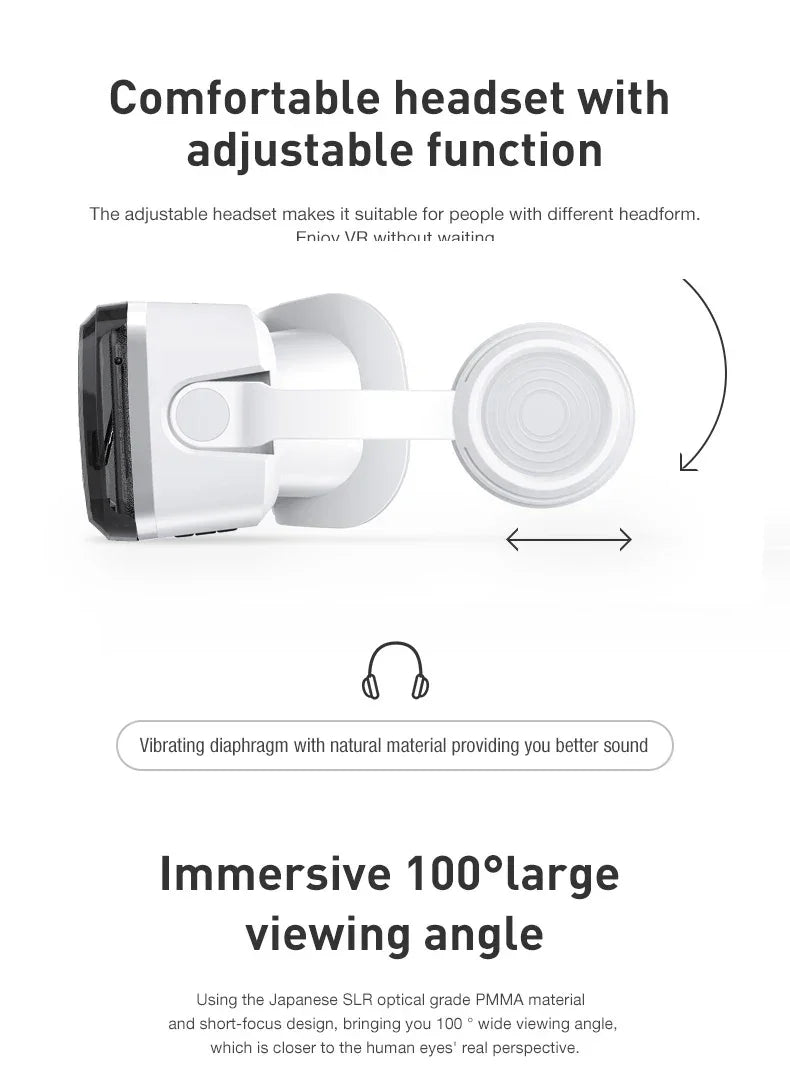 New VR SHINECON 2021 Wireless Bluetooth Stereo Headset Version Virtual Reality Glasses 3D Goggle Cardboard Helmet for Smartphone - Evallys.com
