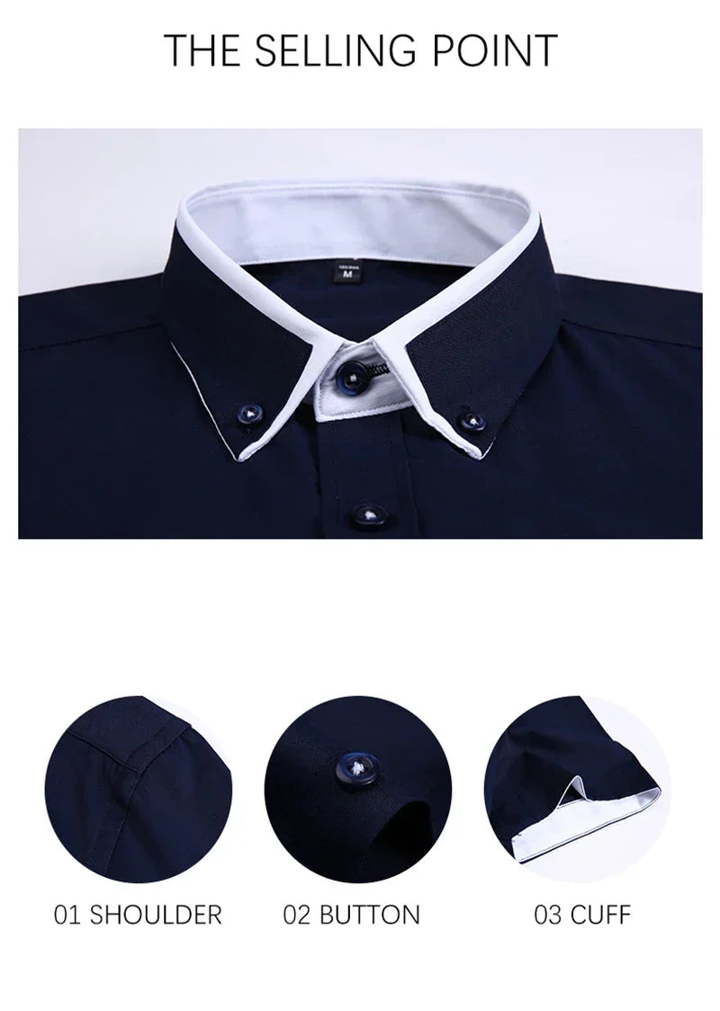 TFETTER Summer Business Shirt Men Short Sleeves Button Up Shirt Turn-down Collar Casual Shirts Mens Clothing Plus Size 5XL - Evallys.com
