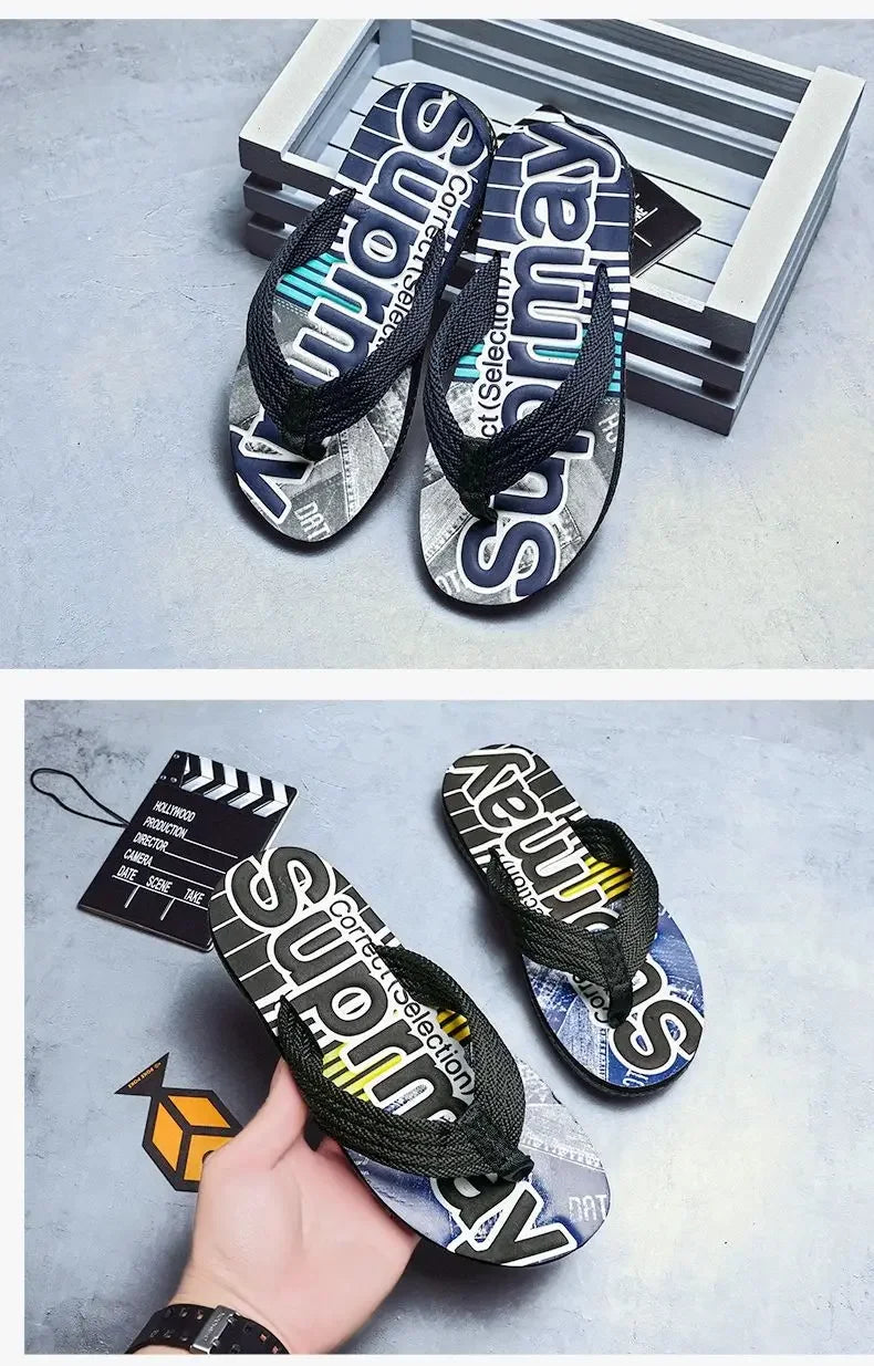 Men’s Summer Sliders Flip Flops – Anti-Skid Outdoor Casual Beach Sandals - Evallys.com