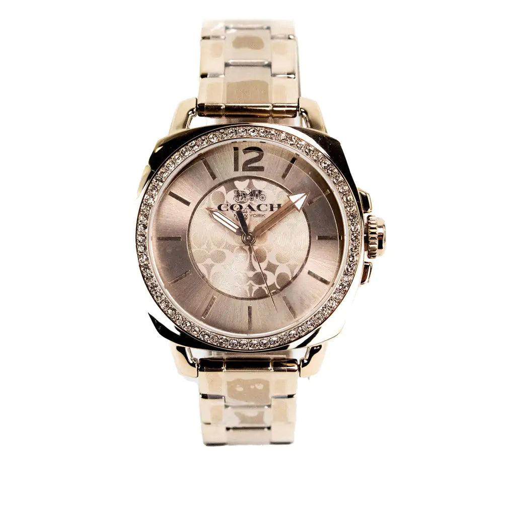 Coach Boyfriend Crystal Bezel Champagne Gold Toned Watch - Evallys.com # #