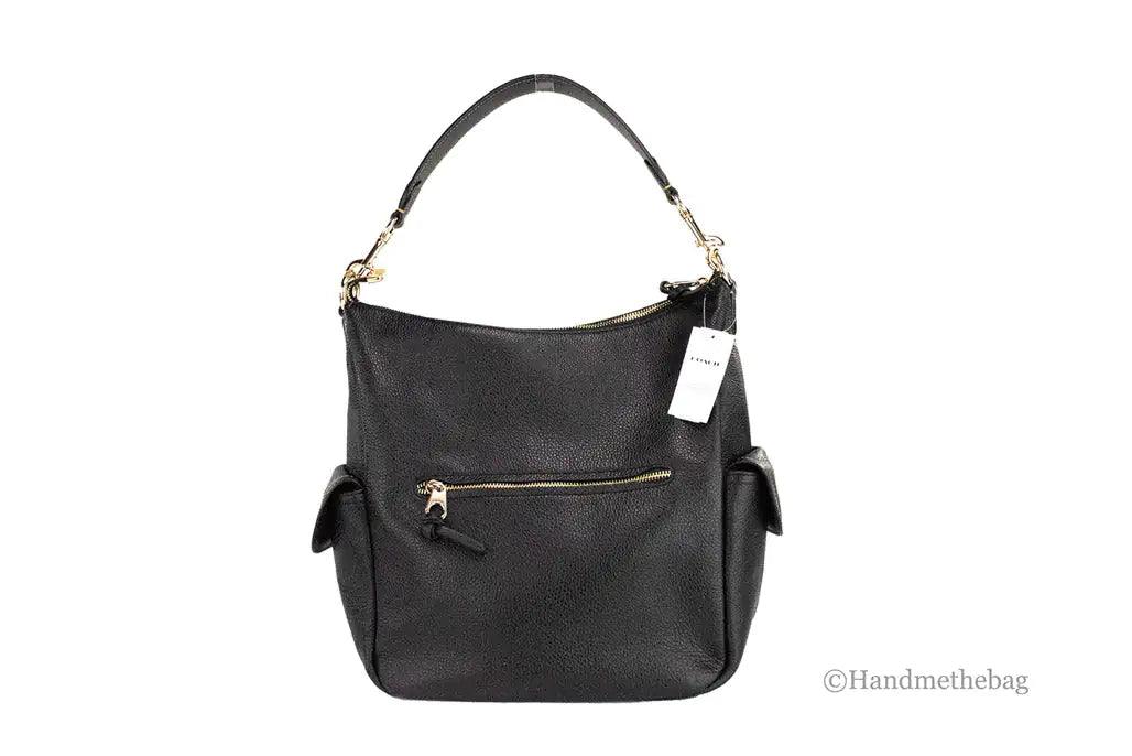 Coach Pennie Black Pebbled Leather Shoulder Bag Crossbody Handbag - Evallys.com # #