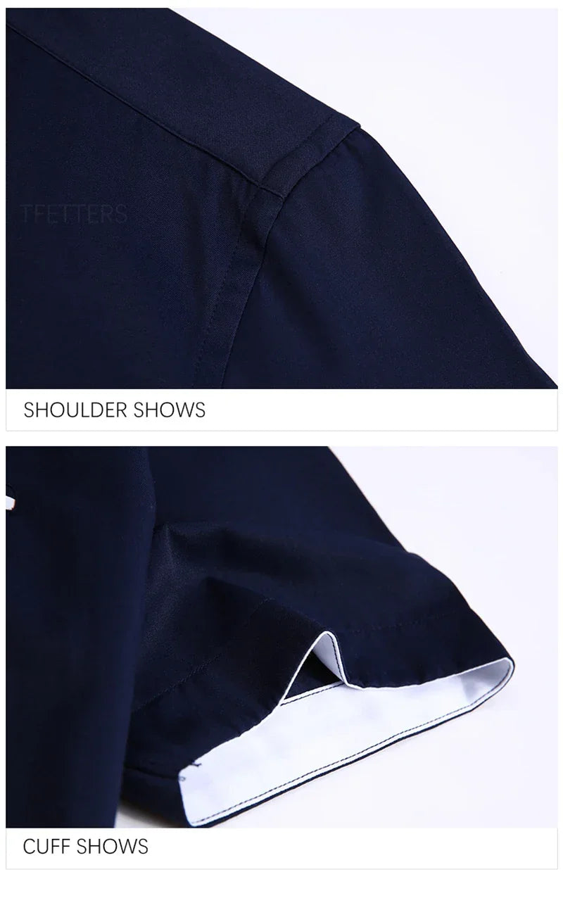 TFETTER Summer Business Shirt Men Short Sleeves Button Up Shirt Turn-down Collar Casual Shirts Mens Clothing Plus Size 5XL - Evallys.com