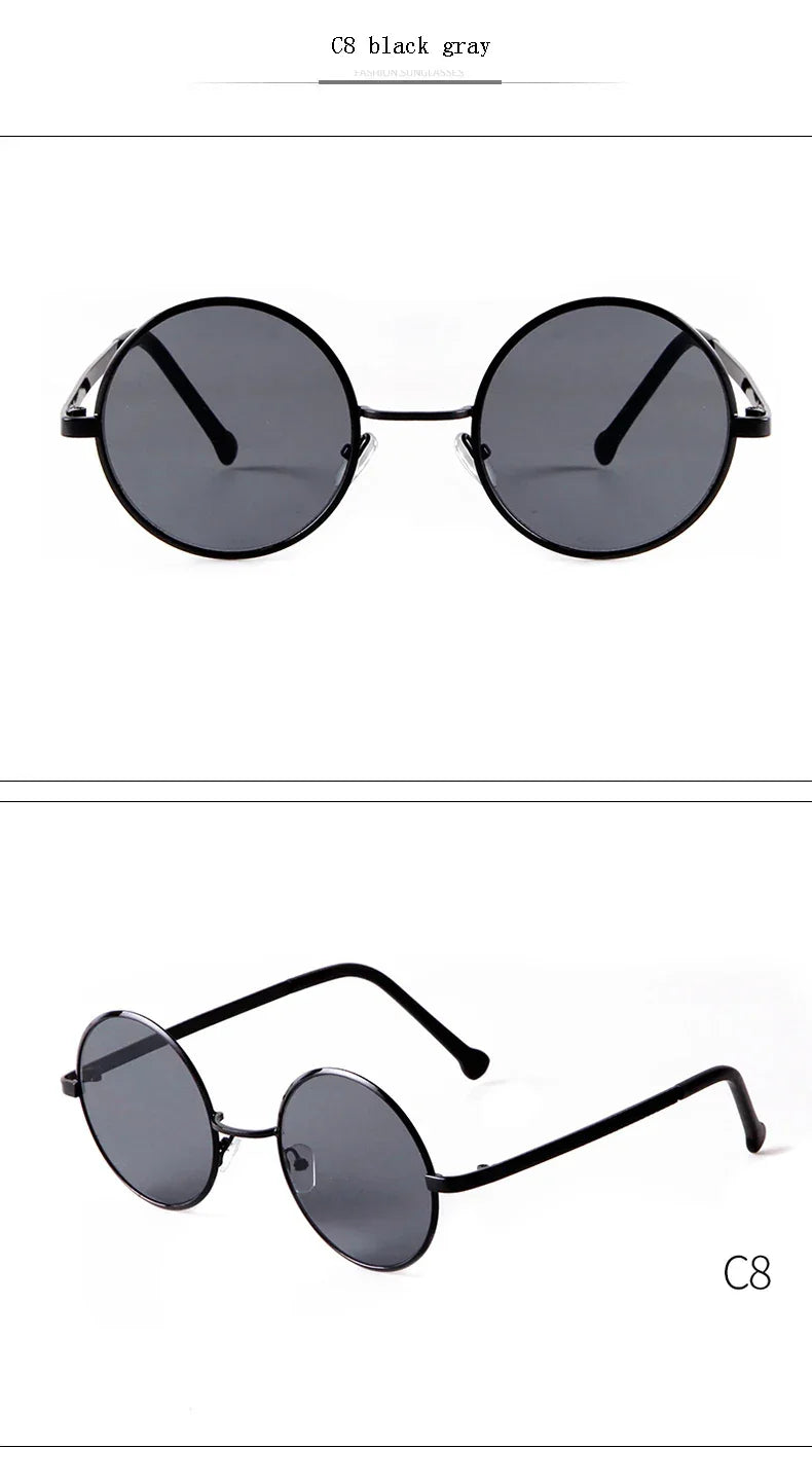 Steampunk Small Round Sunglasses Men 2022 Brand Vintage Metal Mirror Film Women Sun Glasses Cool Circle Shade Eyewear Male UV400 - Evallys.com