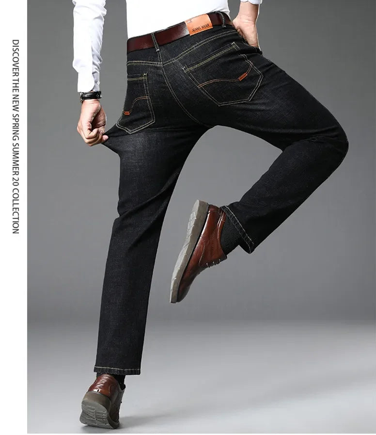 Blue Men's Stretch Jeans, Black Denim Trousers, Fashion Slim Casual Pants Asian Size 28-40 - Evallys.com