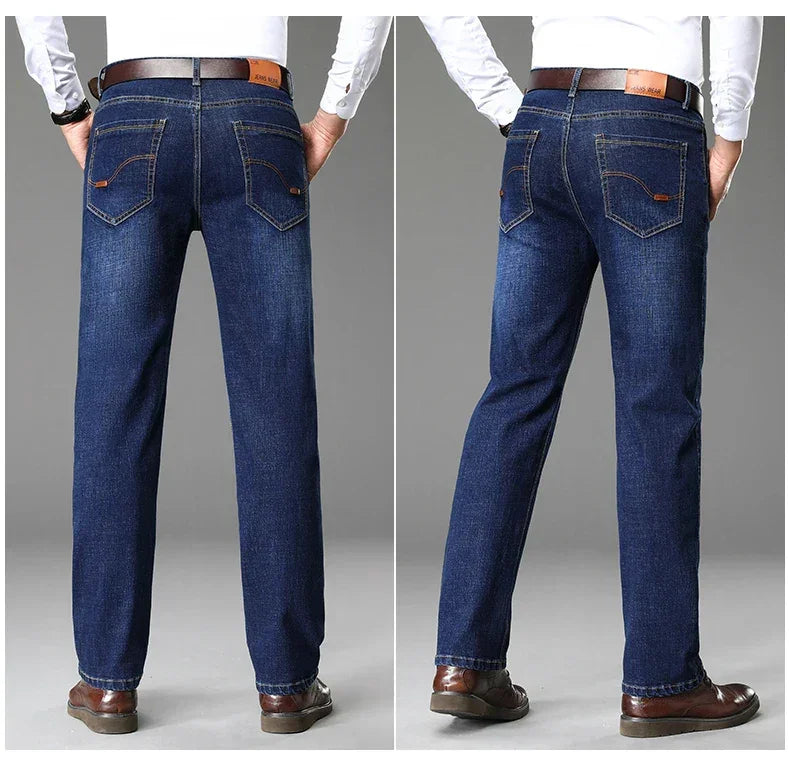 Blue Men's Stretch Jeans, Black Denim Trousers, Fashion Slim Casual Pants Asian Size 28-40 - Evallys.com