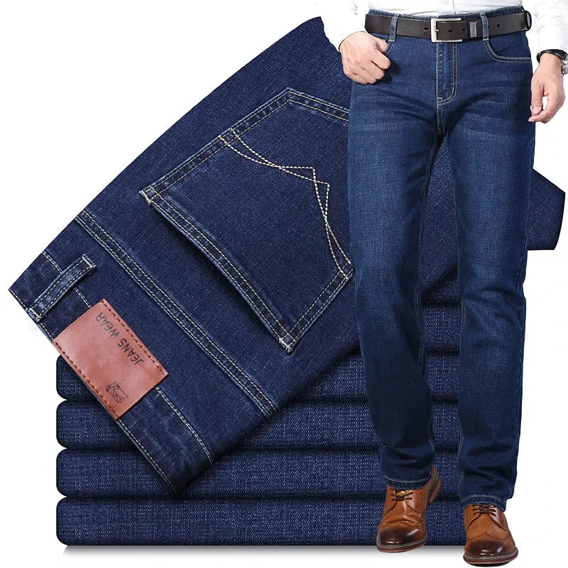 Blue Men's Stretch Jeans, Black Denim Trousers, Fashion Slim Casual Pants Asian Size 28-40 - Evallys.com