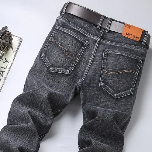 Blue Men's Stretch Jeans, Black Denim Trousers, Fashion Slim Casual Pants Asian Size 28-40 - Evallys.com