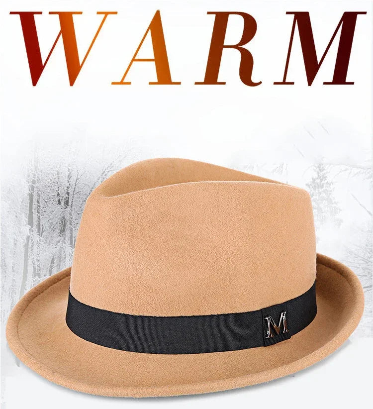 Men's Wool Fedora Hat – Winter Warm Felt Jazz Cap for Parties - Evallys.com